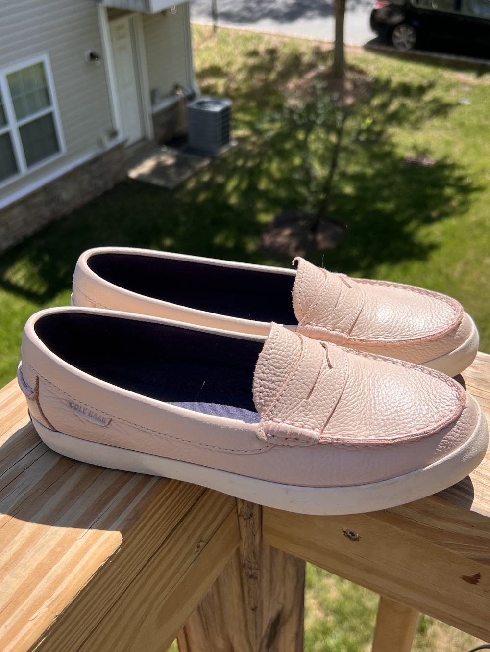 Cole Haan Pale Pink Leather Penny Loafers